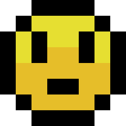 A sample sprite, being a basic face. Nobody knows what expression the face is making, since there weren't enough pixels in an 8x8 square to convey emotion.